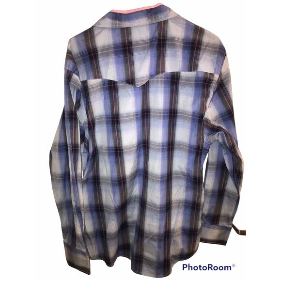 Cody James Button Up Shirt Mens 2XL Gray Pink Blue Pearl Snap Western Cowboy - Picture 3 of 6